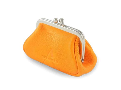 Handgefertigte Leder Geldbörse aus zertifiziertem Naturleder in Gelb-Orange – nachhaltiges Accessoire aus deutscher Manufaktur.