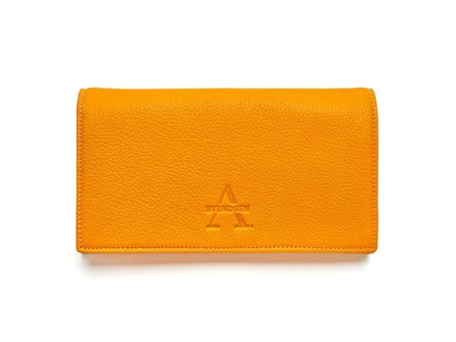 Handgefertigte Leder Geldbörse, Portemonnaie aus zertifiziertem Naturleder in Gelb-Orange – nachhaltiges Accessoire aus deutscher Manufaktur.
