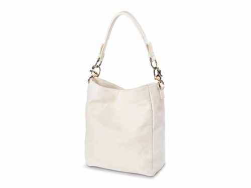 Zeitlose Schultertasche von ALEXANDRA SVENDSEN aus hochwertigem Naturleder in Weiß – handgefertigt in Deutschland, minimalistisches Design und langlebige Verarbeitung.
