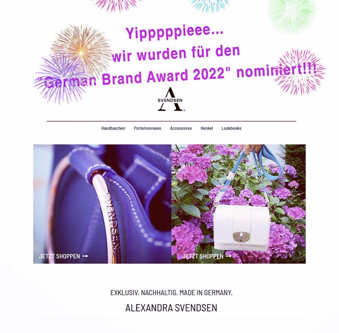Nominierung German Brand Award ALEXANDRA SVENDSEN