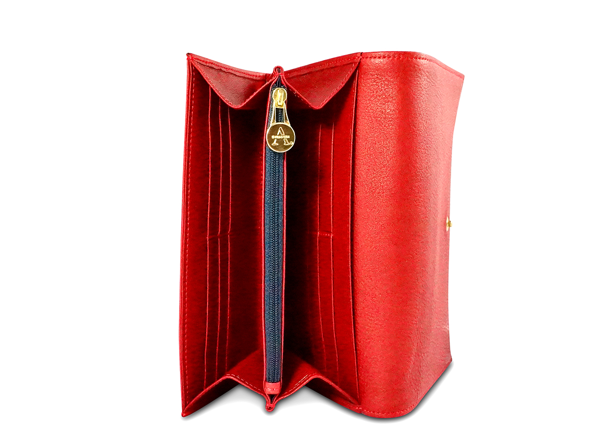 Handgefertigte Leder Geldbörse, Portemonnaie aus zertifiziertem Naturleder in Rot – nachhaltiges Accessoire aus deutscher Manufaktur. Edition Frankfurter Allgemeine Selection Shop.