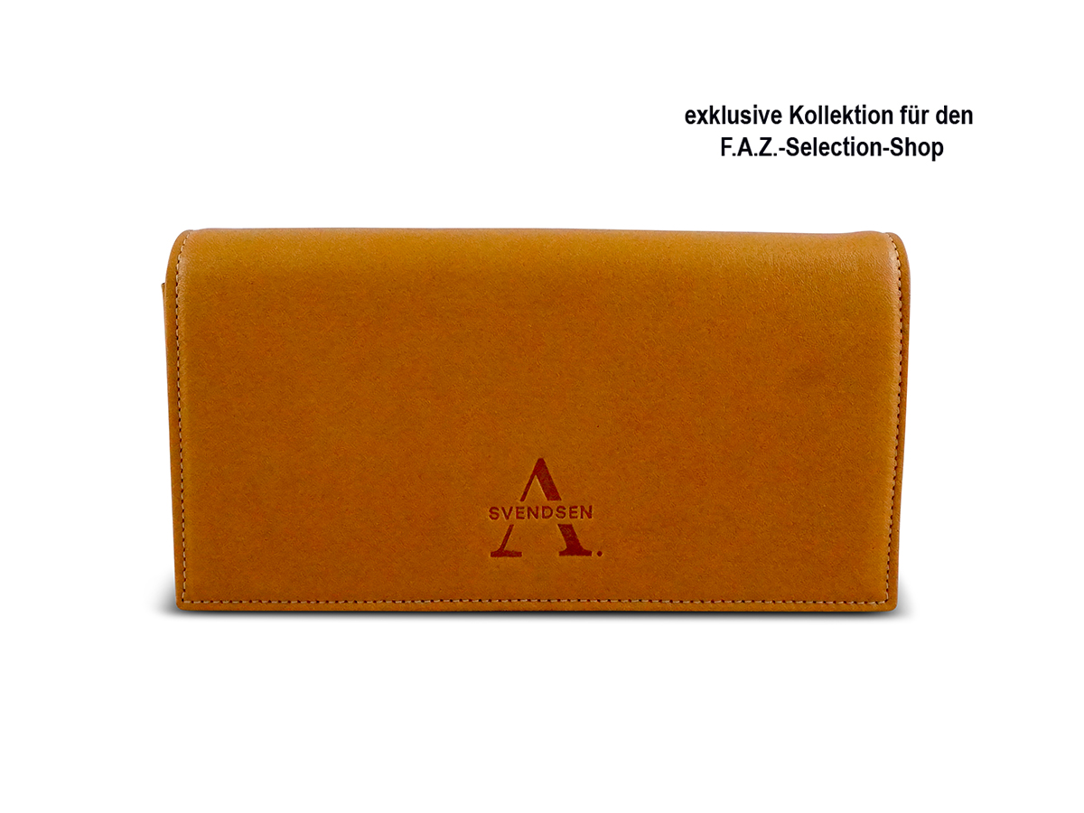 Handgefertigte Leder Geldbörse, Portemonnaie aus zertifiziertem Naturleder in Braun – nachhaltiges Accessoire aus deutscher Manufaktur. Edition Frankfurter Allgemeine Selection Shop.