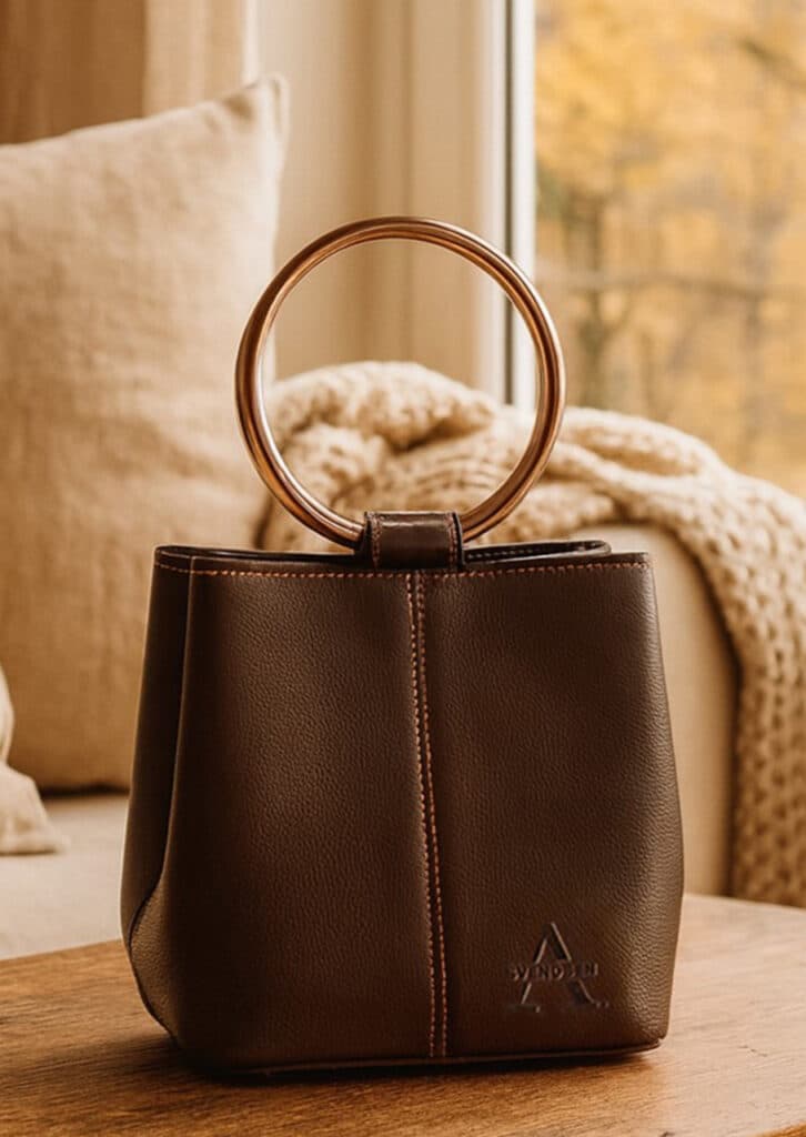 Handgefertigte Lederhandtasche von ALEXANDRA SVENDSEN aus zertifiziertem Naturleder in intensivem Braun – nachhaltig produziert in deutscher Manufaktur.