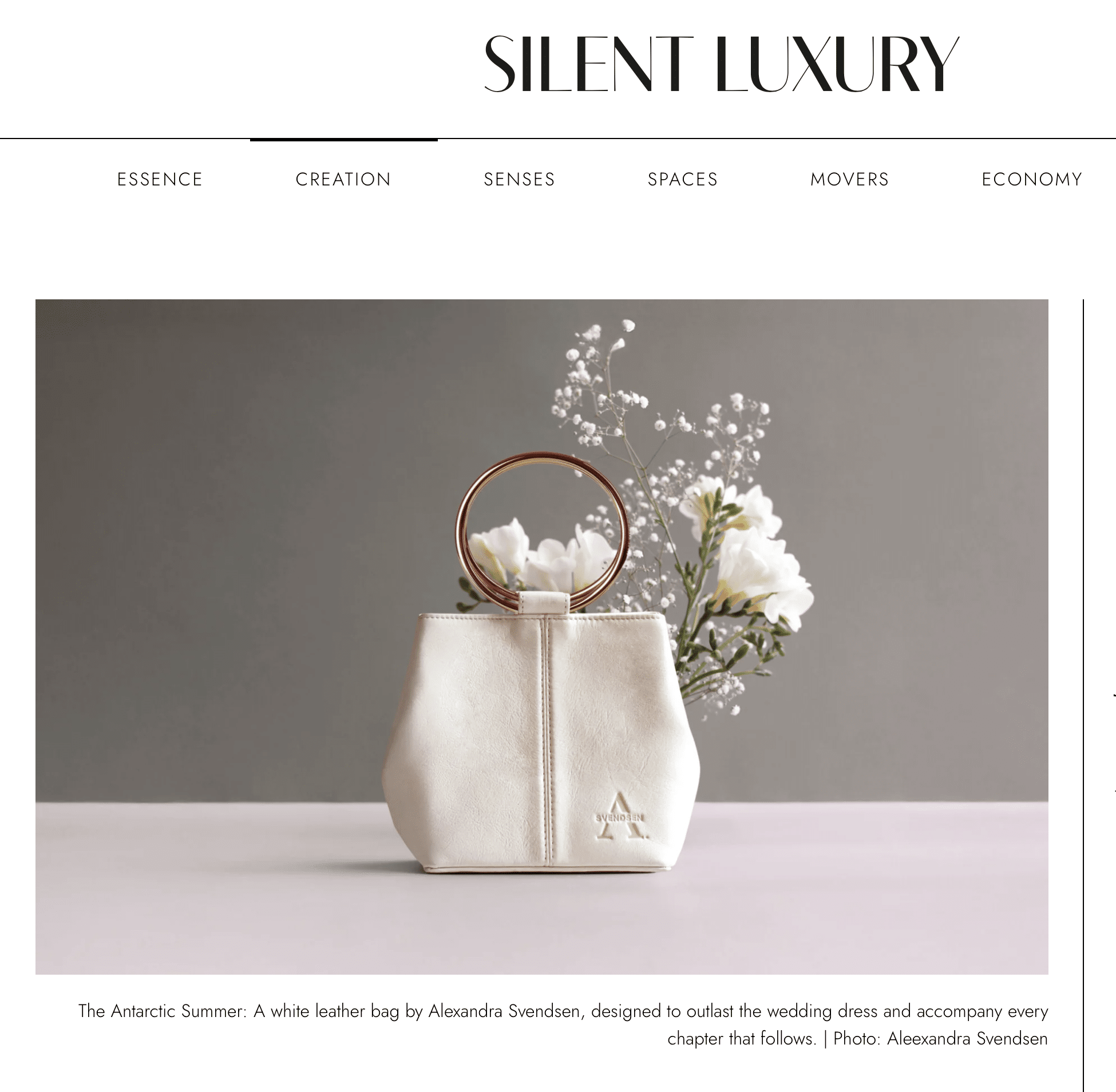 Artikel zu den handgefertigten Ledertaschen der Wedding-Kollektion von ALEXANDRA SVENDSEN.